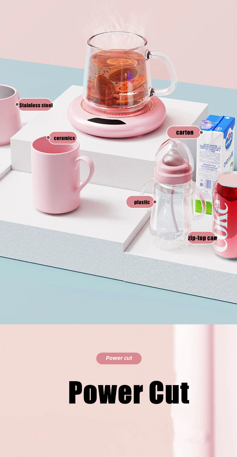 Smart Cup Warmer – USB Heating Coaster with 3 Temperature Settings (55°C)