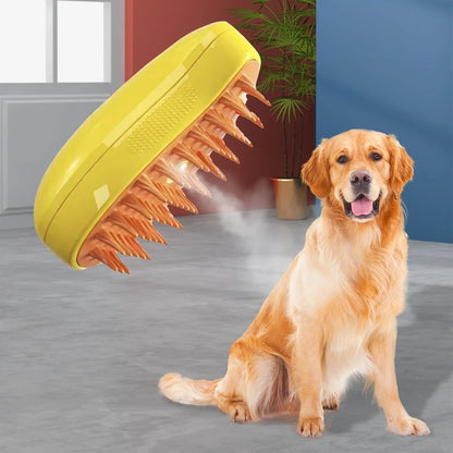 3-in-1 Pet Grooming Brush – Electric Steam Comb & Massage Tool