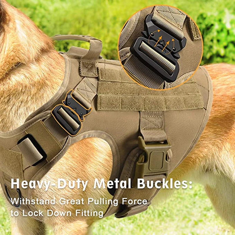Military Dog Harness Set – Tactical Vest with Leash for Large Dogs