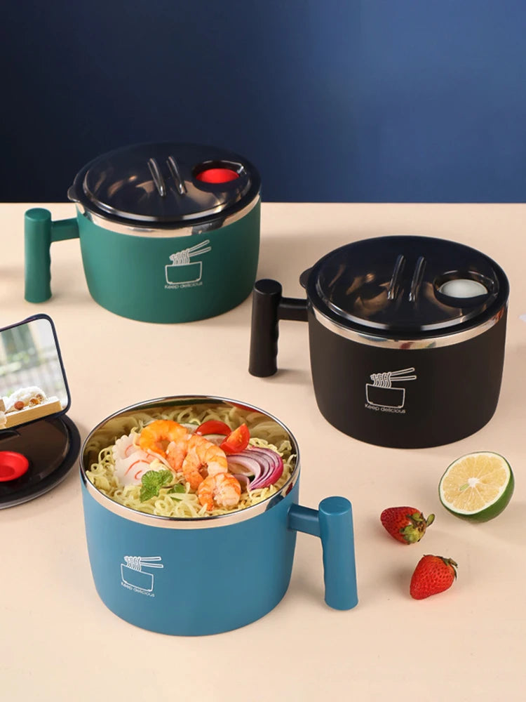 Sealed Stainless Steel Bowl – Portable Noodle & Soup Container