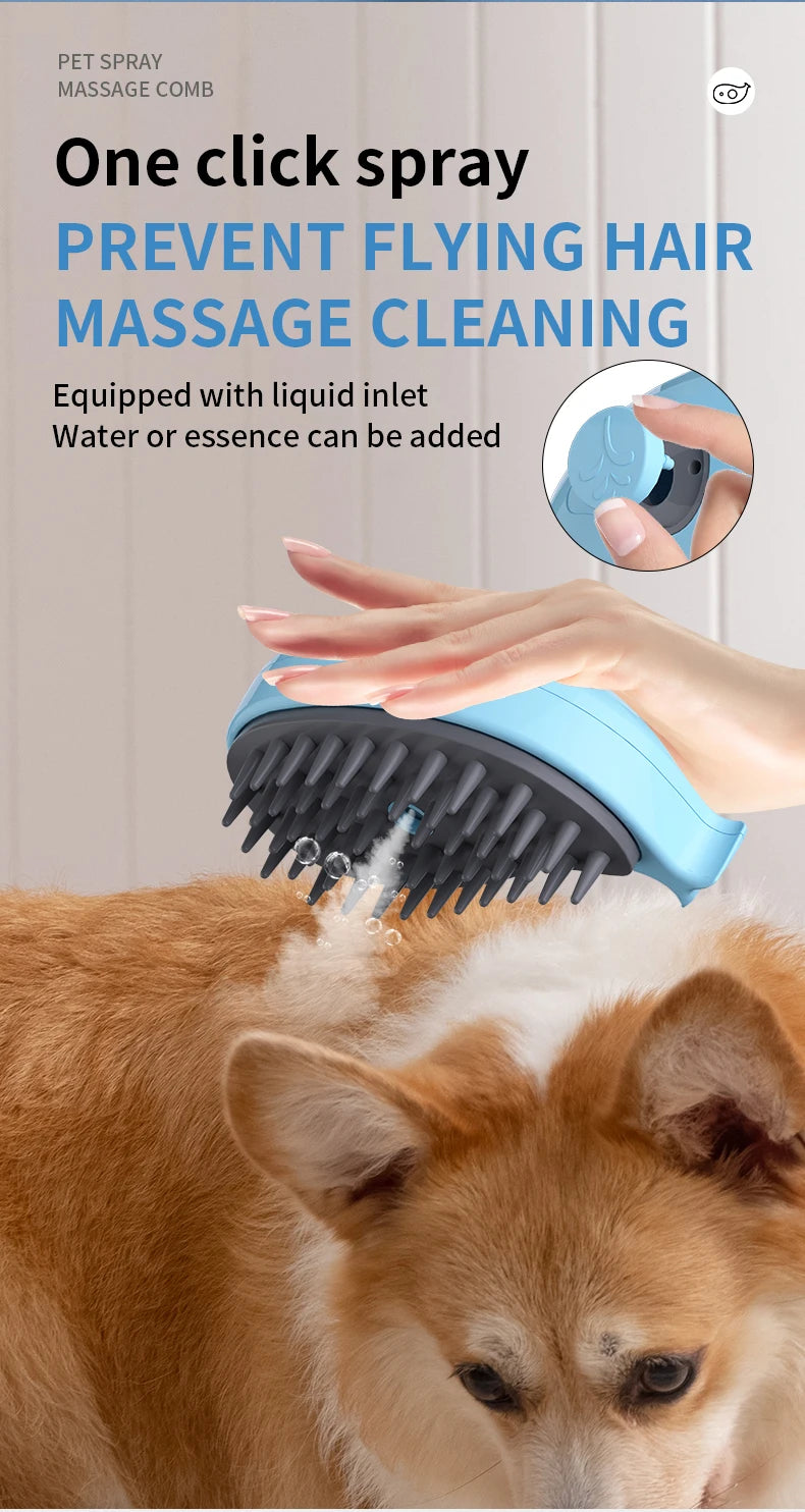 3-in-1 Pet Grooming Brush – Electric Steam Comb & Massage Tool