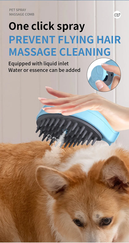 3-in-1 Pet Grooming Brush – Electric Steam Comb & Massage Tool