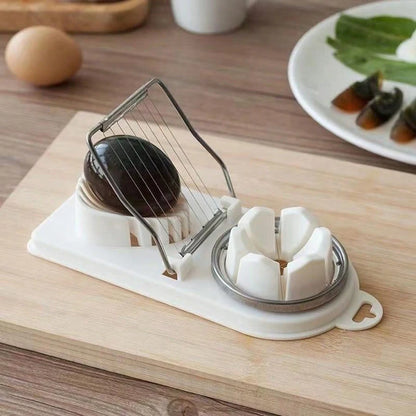Stainless Steel Egg Cutter – Dual-Purpose Wire Slicer with Base