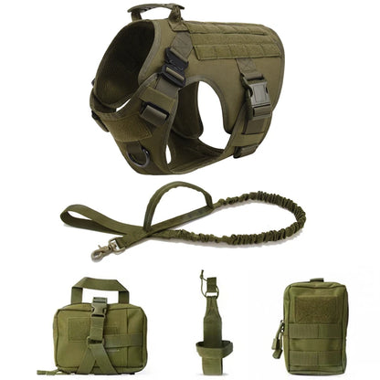 Military Dog Harness Set – Tactical Vest with Leash for Large Dogs