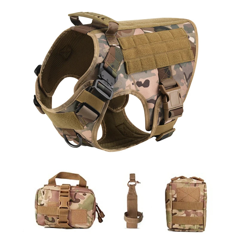Military Dog Harness Set – Tactical Vest with Leash for Large Dogs