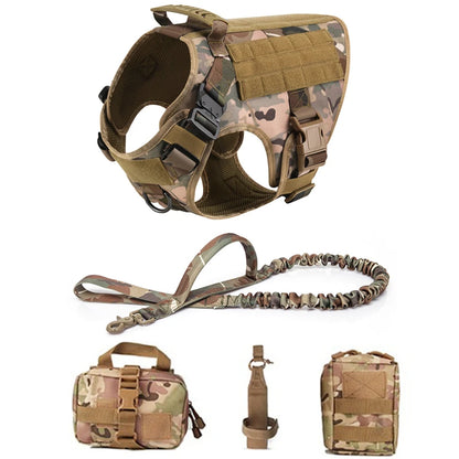 Military Dog Harness Set – Tactical Vest with Leash for Large Dogs