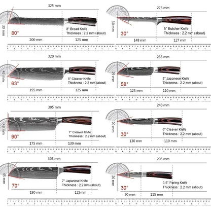 Laser Damascus Kitchen Knife Cleaver Meat Fruit Bread Knife Barbecue Boning Knife Cut Chicken Convenient Scissors Kitchen Knives