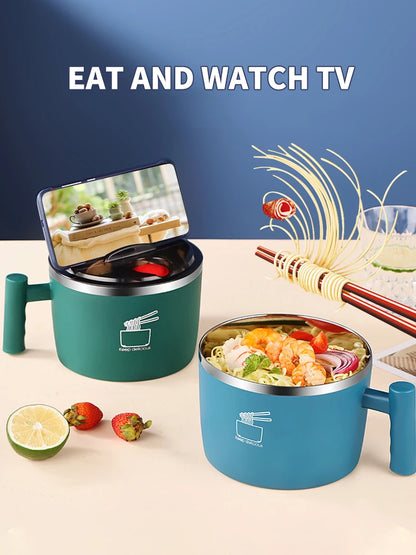 Sealed Stainless Steel Bowl – Portable Noodle & Soup Container