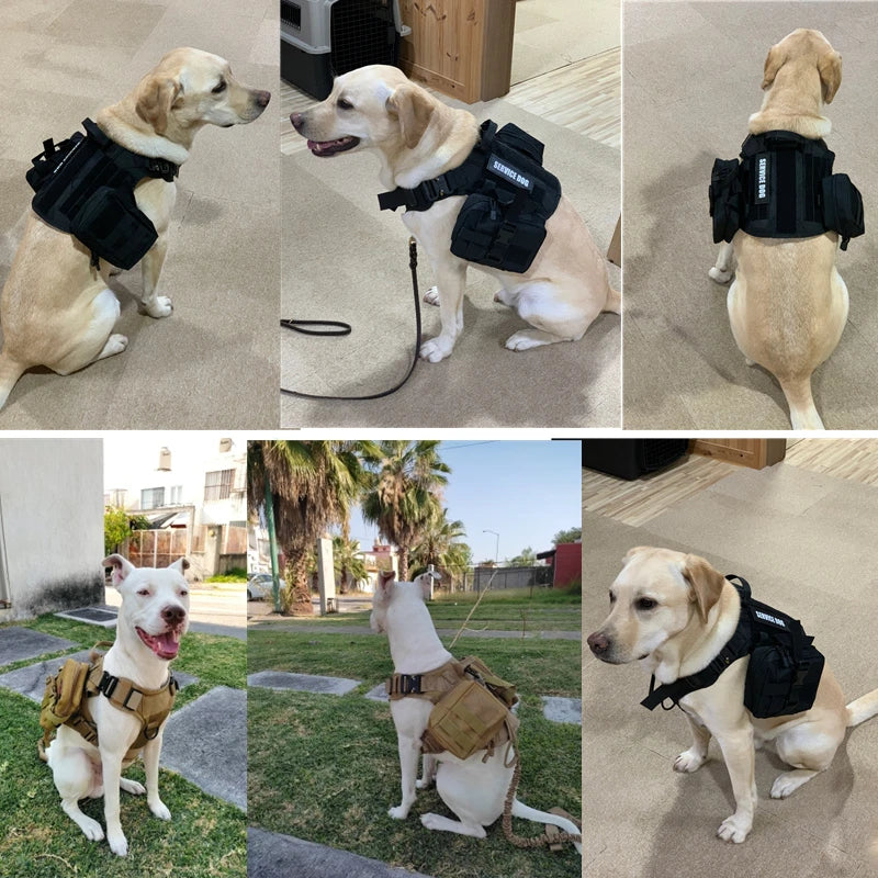 Military Dog Harness Set – Tactical Vest with Leash for Large Dogs