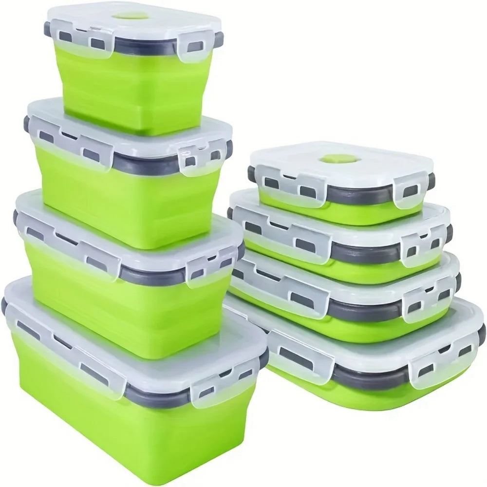 Space-Saving Food Containers – Foldable Silicone Lunch Box Set