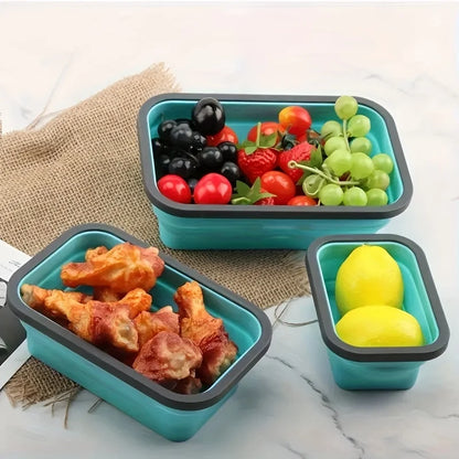 Space-Saving Food Containers – Foldable Silicone Lunch Box Set