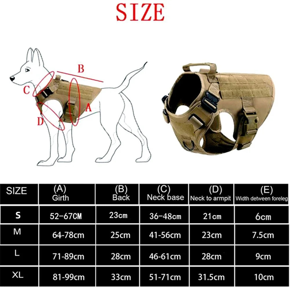 Military Dog Harness Set – Tactical Vest with Leash for Large Dogs