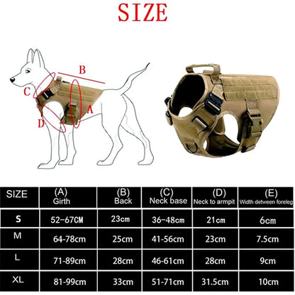 Military Dog Harness Set – Tactical Vest with Leash for Large Dogs