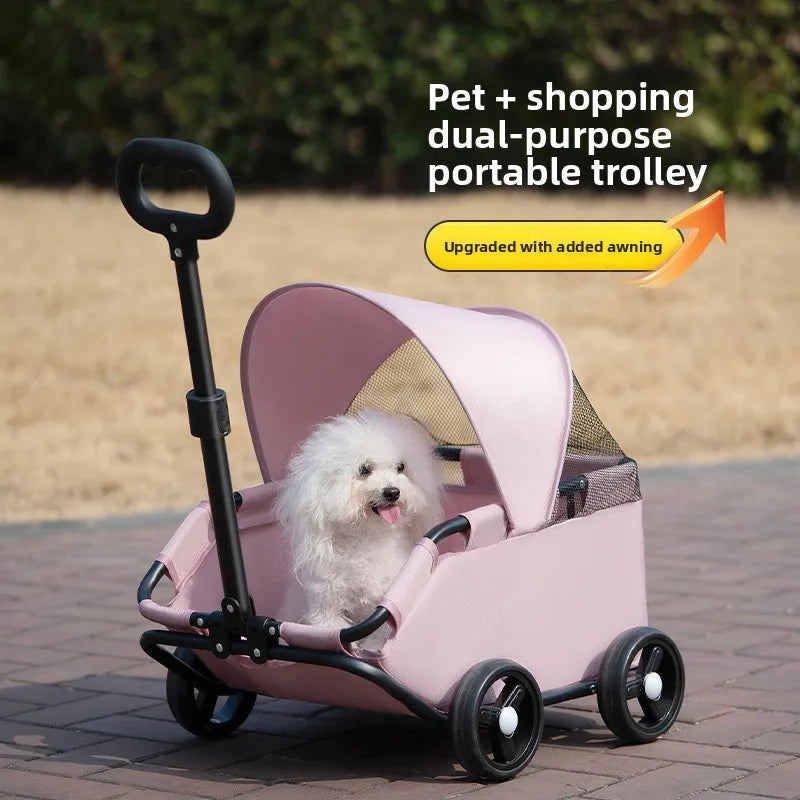 Small pet cart, dog, cat, teddy cart, outdoor small pet cart, lightweight and foldable small cart