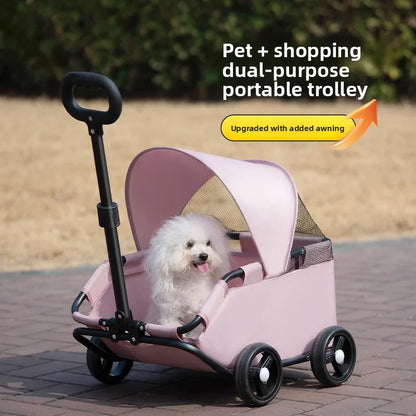 Small pet cart, dog, cat, teddy cart, outdoor small pet cart, lightweight and foldable small cart