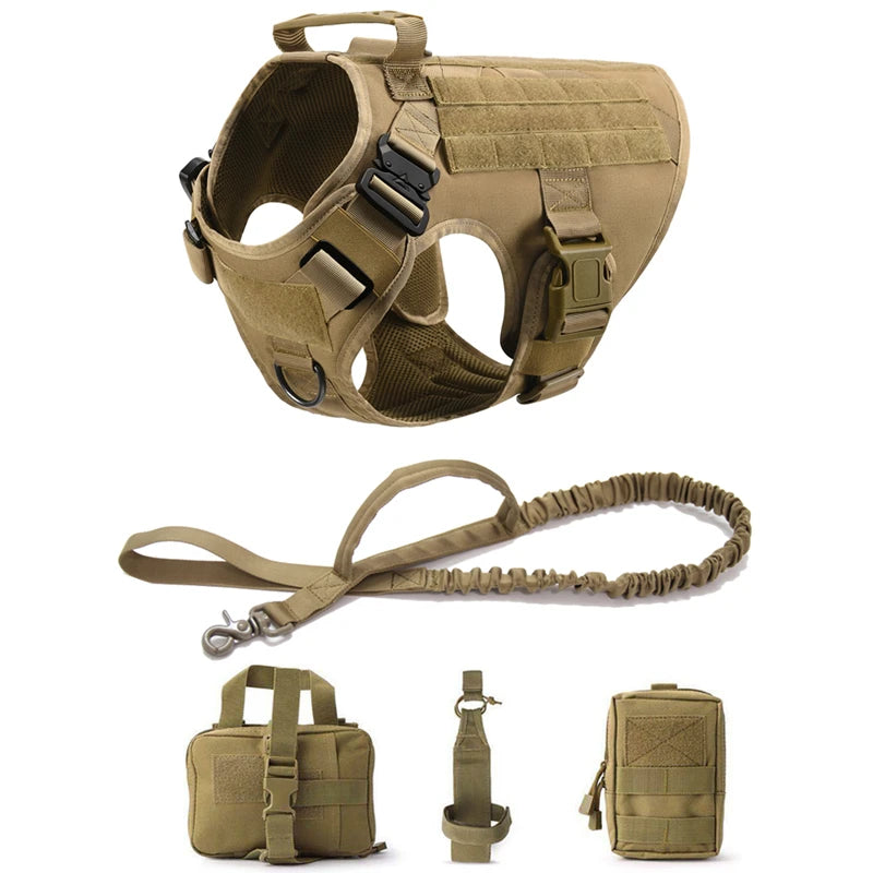 Military Dog Harness Set – Tactical Vest with Leash for Large Dogs