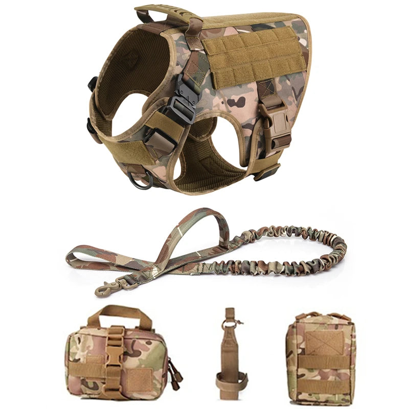 Military Dog Harness Set – Tactical Vest with Leash for Large Dogs