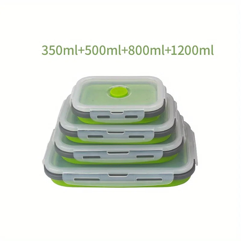Space-Saving Food Containers – Foldable Silicone Lunch Box Set