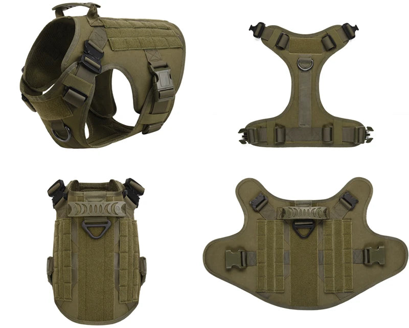 Military Dog Harness Set – Tactical Vest with Leash for Large Dogs