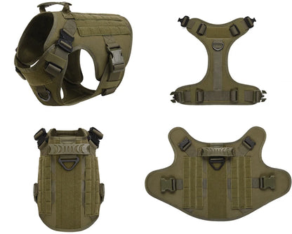 Military Dog Harness Set – Tactical Vest with Leash for Large Dogs