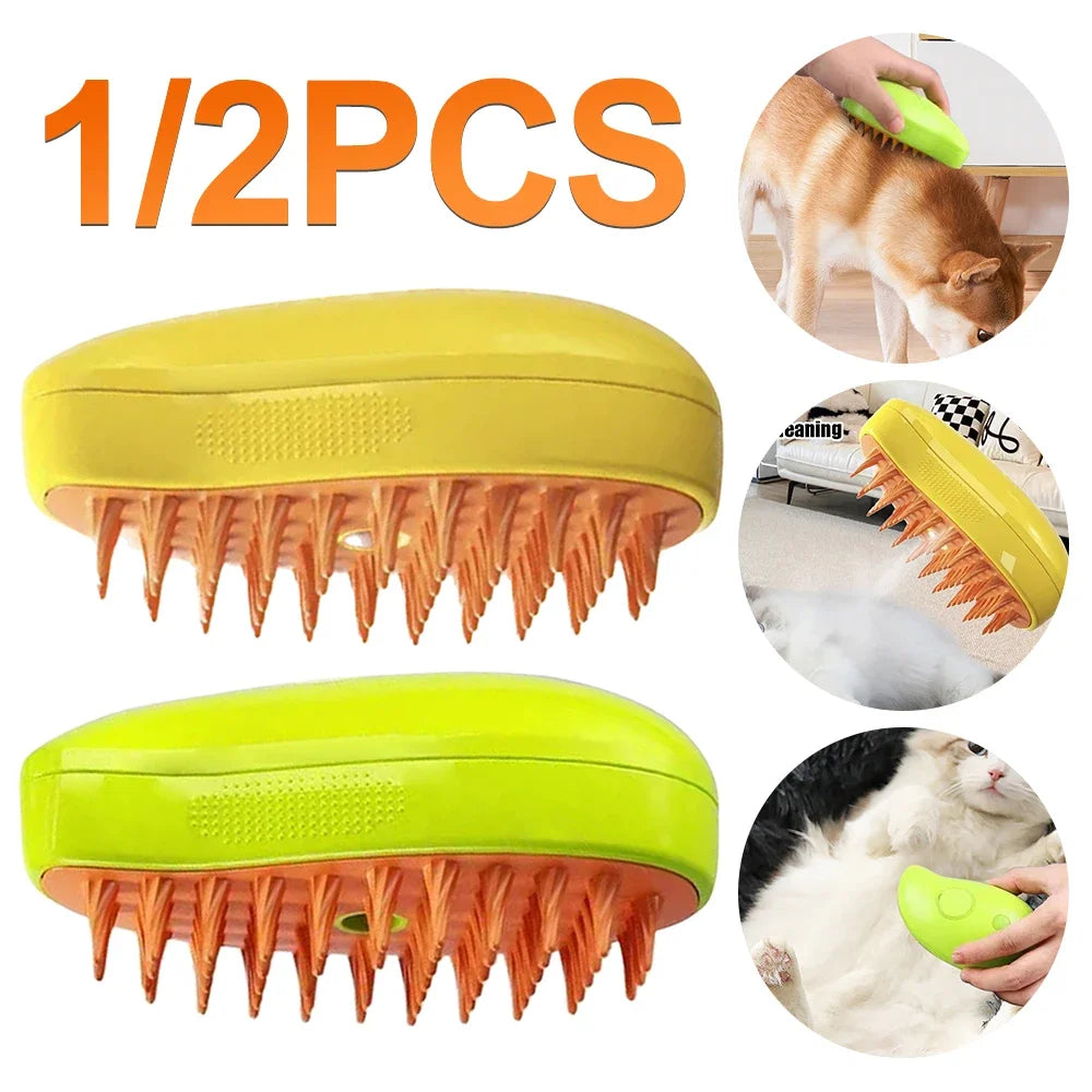 3-in-1 Pet Grooming Brush – Electric Steam Comb & Massage Tool