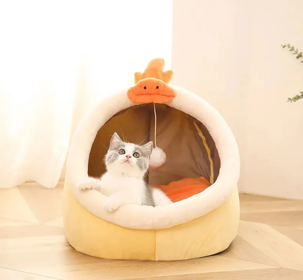 Cute Cat Bed – Deep Sleep Foldable Cave for Cats & Puppies