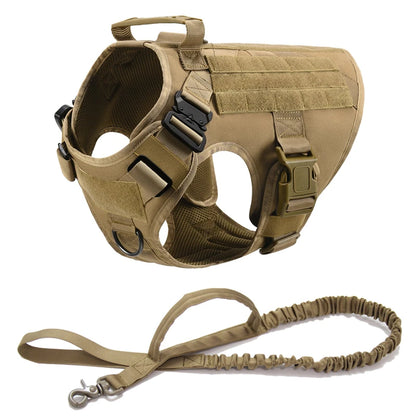 Military Dog Harness Set – Tactical Vest with Leash for Large Dogs