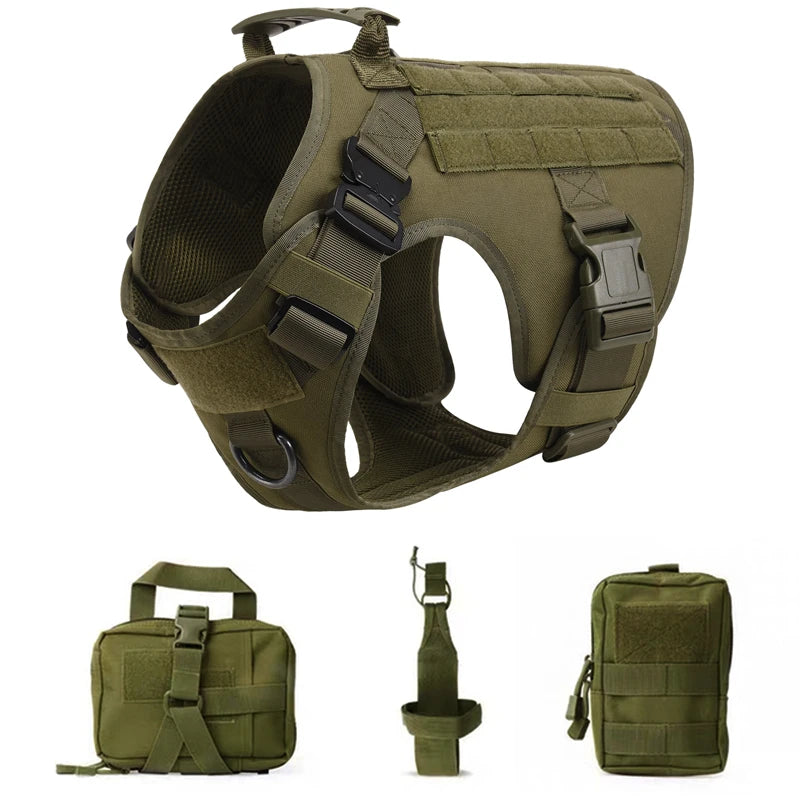 Military Dog Harness Set – Tactical Vest with Leash for Large Dogs
