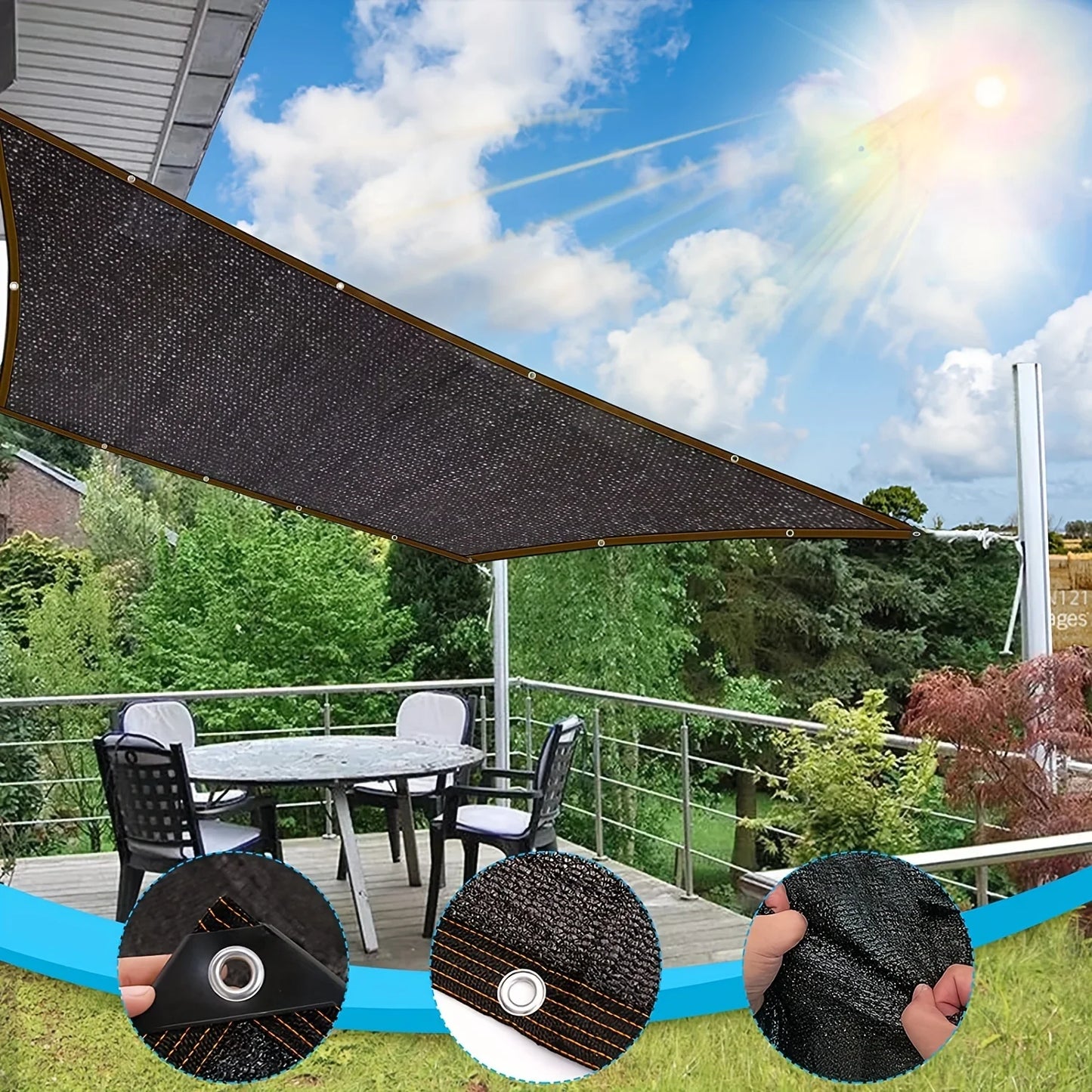 Black Shade Net – UV Protection Mesh Cover with Grommets