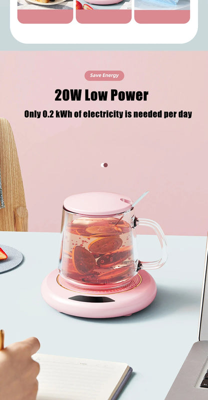 Smart Cup Warmer – USB Heating Coaster with 3 Temperature Settings (55°C)